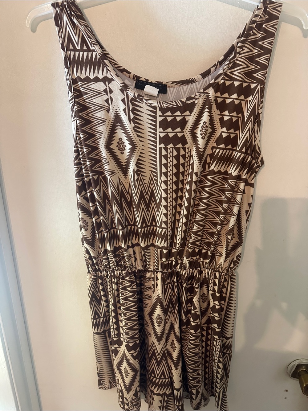 American City Wear Brown & Cream Aztec Sleeveless Dress